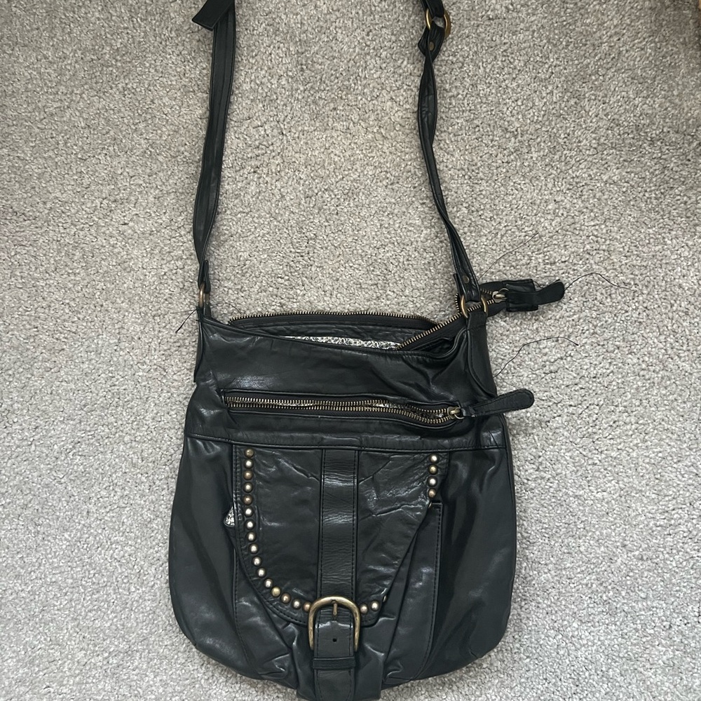 Black Leather Crossbody Bag